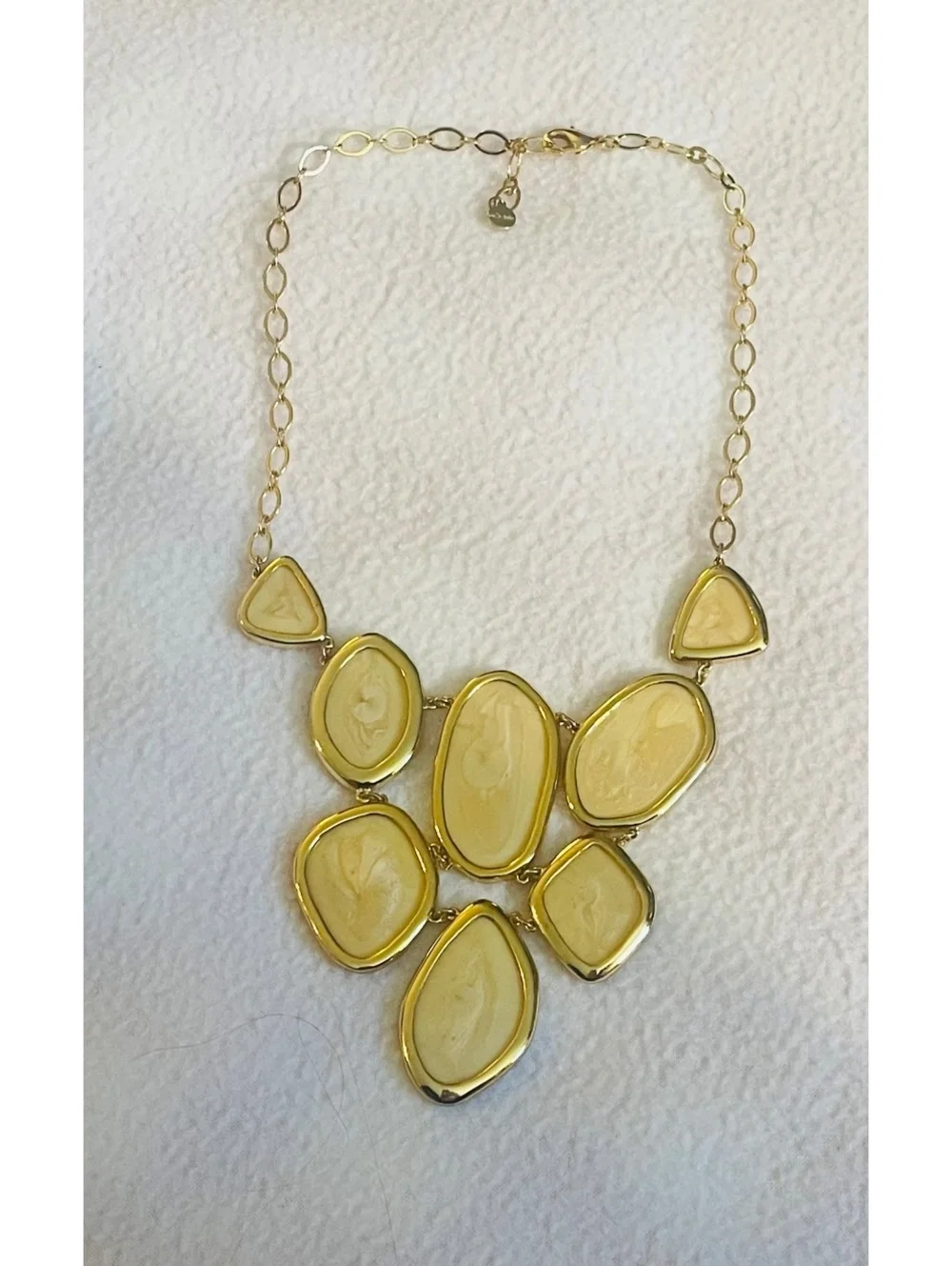 Stella & Dot Gold Tone Statement Necklace with Cream Resin Stones